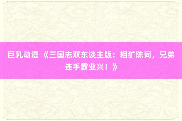 巨乳动漫 《三国志双东谈主版：粗犷陈词，兄弟连手霸业兴！》