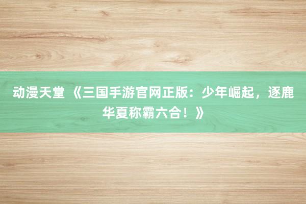 动漫天堂 《三国手游官网正版：少年崛起，逐鹿华夏称霸六合！》
