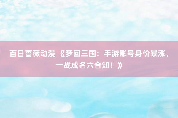 百日蔷薇动漫 《梦回三国：手游账号身价暴涨，一战成名六合知！》