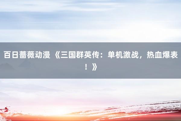 百日蔷薇动漫 《三国群英传：单机激战，热血爆表！》