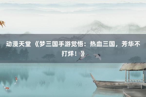动漫天堂 《梦三国手游觉悟：热血三国，芳华不打烊！》